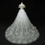 Chic / Beautiful Church Wedding Dresses 2017 White Ball Gown Cathedral Train Off-The-Shoulder Short Sleeve Backless Lace Appliques Flower Sequins Rhinestone Pearl