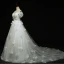 Chic / Beautiful Church Wedding Dresses 2017 White Ball Gown Cathedral Train Off-The-Shoulder Short Sleeve Backless Lace Appliques Flower Sequins Rhinestone Pearl