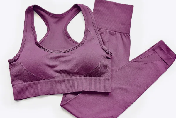 Einfarbig Champagner Nylon Yoga & Sport Set 2021 Fest U-Ausschnitt Ärmellos Figurbetontes Leggings