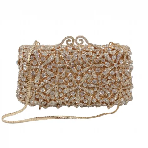 Mode Glitzernden Gold Strass Abend Clutch Tasche 2022