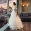 Chic / Belle Salle Robe De Mariée 2017 Blanche Princesse Longue De l'épaule Manches Courtes Dos Nu Fleur Appliques