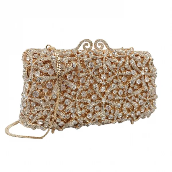 Mode Scintillantes Doré Faux Diamant Soirée Pochette 2022