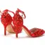 Charmant Rot Strass Brautschuhe 2025 Knöchelriemen 9 cm Stilettos Spitzschuh Hochzeit Hochhackige