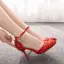 Charmant Rot Strass Brautschuhe 2025 Knöchelriemen 9 cm Stilettos Spitzschuh Hochzeit Hochhackige