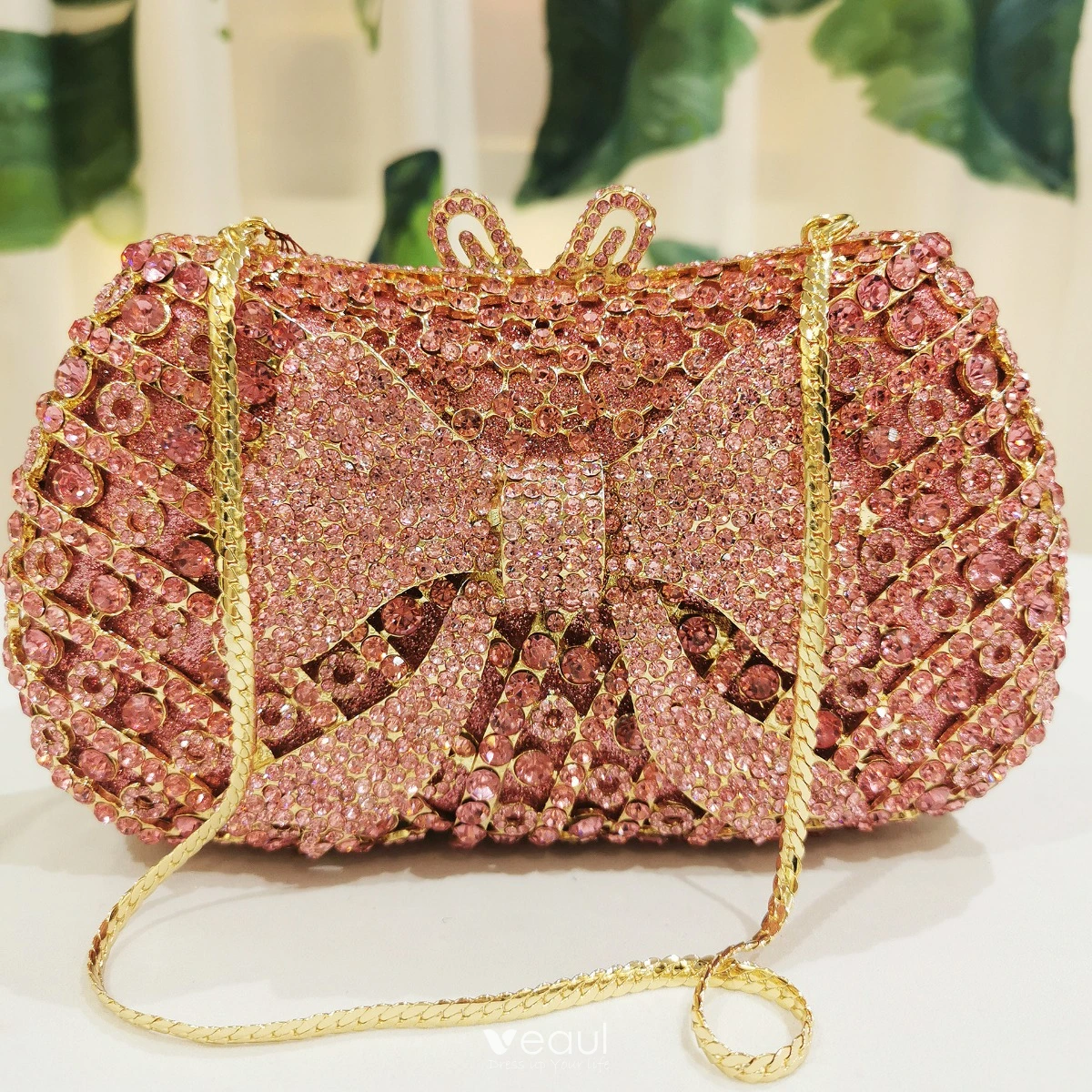 Rose gold rhinestone clutch online