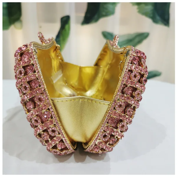Fashion Rose Gold Rhinestone Bow Cocktail Party Evening Party Clutch Bags 2022