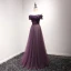 Chic / Beautiful Formal Dresses Evening Dresses  2017 A-Line / Princess Floor-Length / Long Off-The-Shoulder Short Sleeve Backless Pearl Lace Appliques Beading