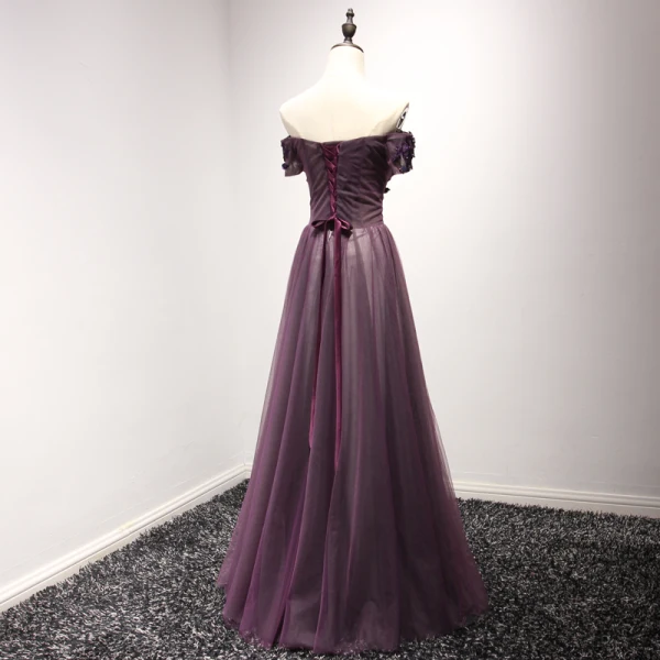 Chic / Beautiful Formal Dresses Evening Dresses  2017 A-Line / Princess Floor-Length / Long Off-The-Shoulder Short Sleeve Backless Pearl Lace Appliques Beading