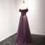 Chic / Beautiful Formal Dresses Evening Dresses  2017 A-Line / Princess Floor-Length / Long Off-The-Shoulder Short Sleeve Backless Pearl Lace Appliques Beading