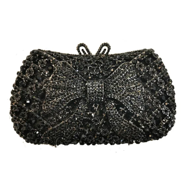 Fashion Rose Gold Rhinestone Bow Cocktail Party Evening Party Clutch Bags 2022