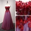 Chic / Beautiful Formal Dresses 2017 Evening Dresses  Red A-Line / Princess Floor-Length / Long Sweetheart Sleeveless Backless Lace Appliques Beading Rhinestone