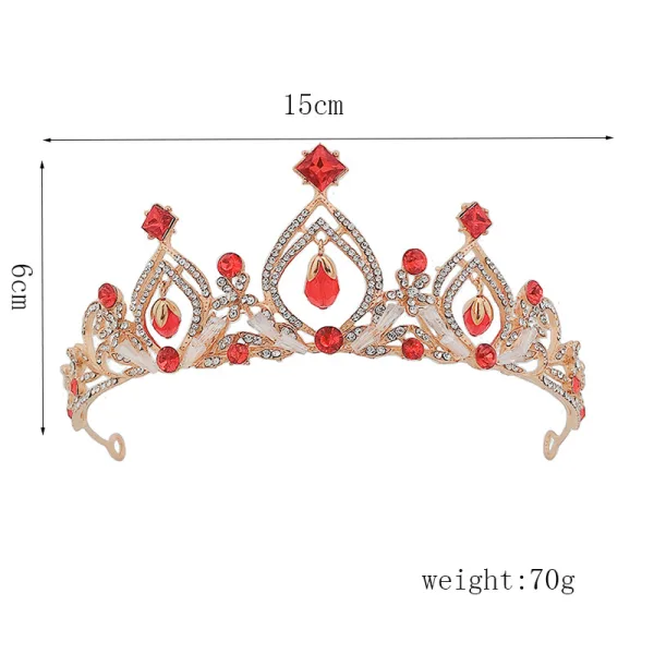 Mode Röd Kristall Rhinestone Bröllop Brud Huvudbonad Tiara 2022