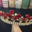 Fine Rød Blomst Rhinestone Gull Bryllup Tiara 2022 Legering Har Tilbehor