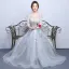 Chic / Beautiful Evening Party Graduation Dresses 2017 Lace A-Line / Princess Scoop Neck 1/2 Sleeves Floor-Length / Long
