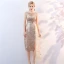 Sparkly Gold Sequins Mother Of The Bride Dresses 2018 Scoop Neck Sleeveless Metal Sash Split Front Tea-length Wedding Party Dresses
