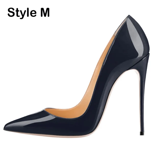 Eenvoudige Zwarte Kantoor OL Pumps 2020 Lakleer 12 cm Naaldhakken / Stiletto Spitse Neus Pumps