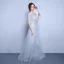 Chic / Beautiful Evening Party Graduation Dresses 2017 Lace A-Line / Princess Scoop Neck 1/2 Sleeves Floor-Length / Long