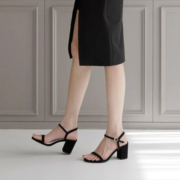 Schlicht Grün Büro OL Wildleder Sandalen Damen 2020 8 cm Thick Heels Peeptoes Sandaletten