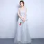 Chic / Beautiful Evening Party Graduation Dresses 2017 Lace A-Line / Princess Scoop Neck 1/2 Sleeves Floor-Length / Long