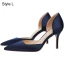 Chic / Beautiful Navy Blue Office OL Leather Open Side Womens Shoes 2021 8 cm Stiletto Heels Pointed Toe High Heels