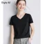Modest / Simple Summer Casual OL White Regular T-Shirts 2021 Cotton V-Neck Short Sleeve Women's Tops T-shirt