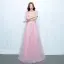 Chic / Beautiful Evening Party Graduation Dresses 2017 Lace A-Line / Princess Scoop Neck 1/2 Sleeves Floor-Length / Long