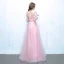 Chic / Beautiful Evening Party Graduation Dresses 2017 Lace A-Line / Princess Scoop Neck 1/2 Sleeves Floor-Length / Long