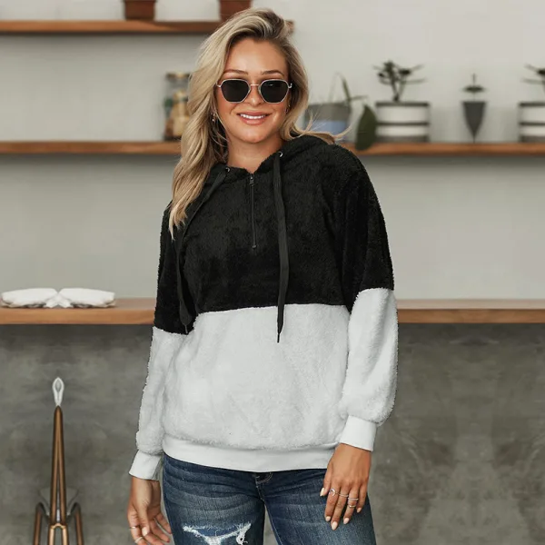 Fashion Fall Winter Street Wear Grey Plush Sweatshirts 2021 Loose V-Neck Long Sleeve Women Tops