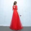 Chic / Beautiful Evening Party Graduation Dresses 2017 Lace A-Line / Princess Scoop Neck 1/2 Sleeves Floor-Length / Long