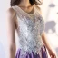 Chic / Beautiful Purple Evening Dresses  2017 A-Line / Princess U-Neck Lace Appliques Backless Beading Evening Party Formal Dresses