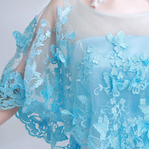 Classic Elegant Sky Blue Evening Dresses 2018 Trumpet / Mermaid U-Neck Charmeuse Butterfly Backless Embroidered Evening Party Formal Dresses