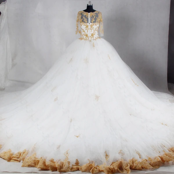 Luxe Ivoor Chapel Train Huwelijk 2018 Baljurk Lace-up U-hals Tule Appliques Ruglooze Kralen Pailletten Trouwjurken
