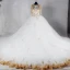 Luxe Ivoor Chapel Train Huwelijk 2018 Baljurk Lace-up U-hals Tule Appliques Ruglooze Kralen Pailletten Trouwjurken