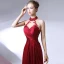 Unique Bordeaux Robe De Soirée 2017 Dentelle Appliques Dos Nu Perlage Soirée Robe De Ceremonie