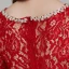 Chic / Beautiful Red Mother Of The Bride Dresses 2020 Trumpet / Mermaid Long Sleeve U-Neck Beading Embroidered Rhinestone Sweep Train Wedding Evening Party Wedding Party Dresses