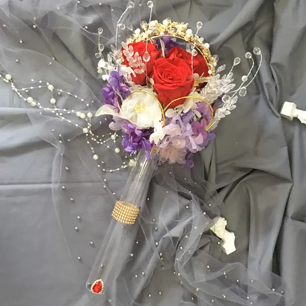 Romantic Glamorous Multi-Colors Wedding Flowers 2020 Handmade  Tulle Metal Beading Crystal Flower Pearl Bridal Wedding Prom Accessories