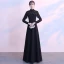 Modest / Simple Black Floor-Length / Long Evening Dresses  2018 A-Line / Princess Lace-up High Neck Long Sleeve Charmeuse Formal Dresses