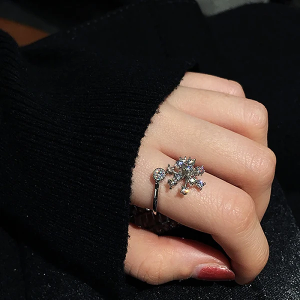 Unique Argenté Faux Diamant Flocon de neige Bague Club de carnaval Anneaux 2019 Accessorize