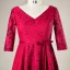 Lovely Burgundy Plus Size Graduation Dresses 2018 A-Line / Princess Tulle V-Neck Lace-up Appliques Backless Homecoming Formal Dresses