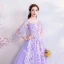 Flower Fairy Lavender Floor-Length / Long Prom Dresses 2018 A-Line / Princess Tulle U-Neck Appliques Backless Beading Evening Party Prom Formal Dresses