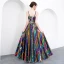 Scintillantes Bling Bling Multi-Couleurs Longue Robe De Soirée 2018 Princesse V-Cou Perlage Paillettes Cocktail Soirée Robe De Ceremonie