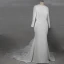 Vintage / Retro Ivory Chapel Train 2018 Wedding Trumpet / Mermaid Long Sleeve Scoop Neck Charmeuse Puffy Buttons Wedding Dresses
