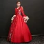 Vintage / Retro Traditional Floor-Length / Long Ball Gown Navy Blue Prom Dresses 2018 Lace-up U-Neck Charmeuse Backless Printing Prom Formal Dresses