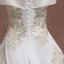 Unique Gold Weiß Übergröße Brautkleider / Hochzeitskleider 2019 A Linie Spitze Charmeuse Bandeau Applikationen Rückenfreies Perlenstickerei Handgefertigt Hof-Schleppe Hochzeit