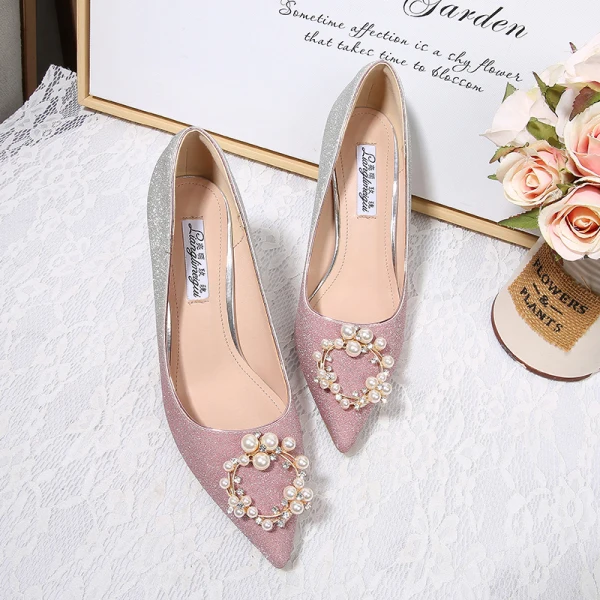 Modern / Fashion Gradient-Color Wedding Shoes 2019 8 cm Cocktail Party Evening Party Polyester Beading Pearl Rhinestone Stiletto Heels Womens Shoes