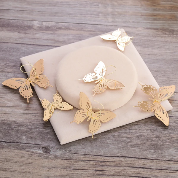 Modern / Fashion Gold Headpieces 2019 6-piece Metal Beading Rhinestone Pearl Butterfly Wedding Prom Accessories