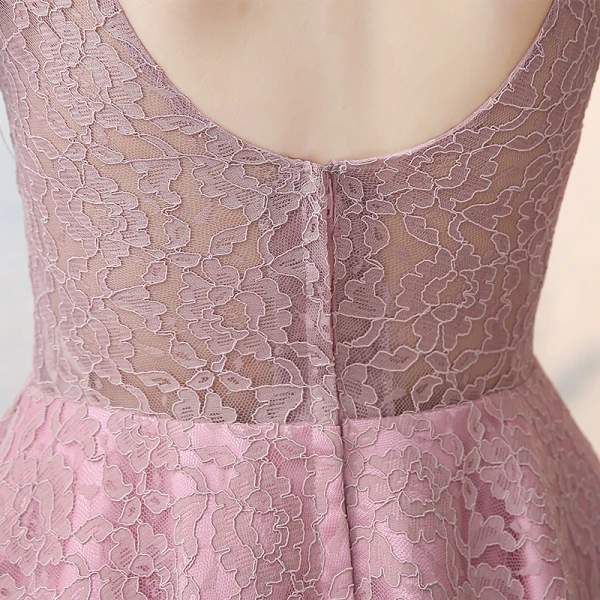 Elegant Blushing Pink 2017 Party Dresses V-Neck Lace Appliques Backless Homecoming Evening Party A-Line / Princess Evening Dresses