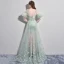 Amazing / Unique Sage Green Evening Dresses  2017 A-Line / Princess V-Neck Lace Feather Appliques Backless Beading Evening Party Formal Dresses