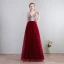 Charming Sexy Floor-Length / Long Evening Dresses  2018 V-Neck Chiffon Lace-up Burgundy Appliques Backless Beading Formal Dresses