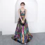 Scintillantes Bling Bling Multi-Couleurs Longue Robe De Soirée 2018 Princesse V-Cou Perlage Paillettes Cocktail Soirée Robe De Ceremonie